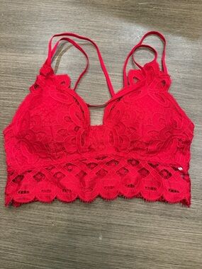 Anemone Red Lace Bralette Sz M